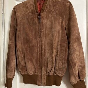 Men's Brown Suede Bomber Jacket